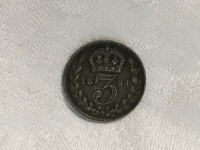 1894 British Silver 3 Pence Coin