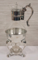 Vintage FB Rogers Silver Plated Glass Coffee Carafe & Warmer . Measures 14" tall