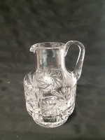 Vintage Crystal With Pin Wheel Design Water Jug/Pitcher In Excellent Condition 8" Tall