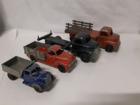 4 Vintage Metal As-Is, 2 Structo Trucks 1 With Trailer 1 Missing Trailer, 1 Hubley Kiddie Toy and 1 Tootsietoy Dump truck From 5" -9" Long