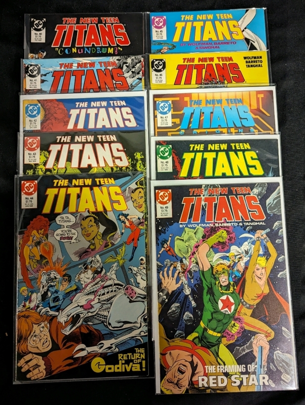 10 Vintage "The New Teen Titans" DC Comic Books. Complete Run Issues 40-49.