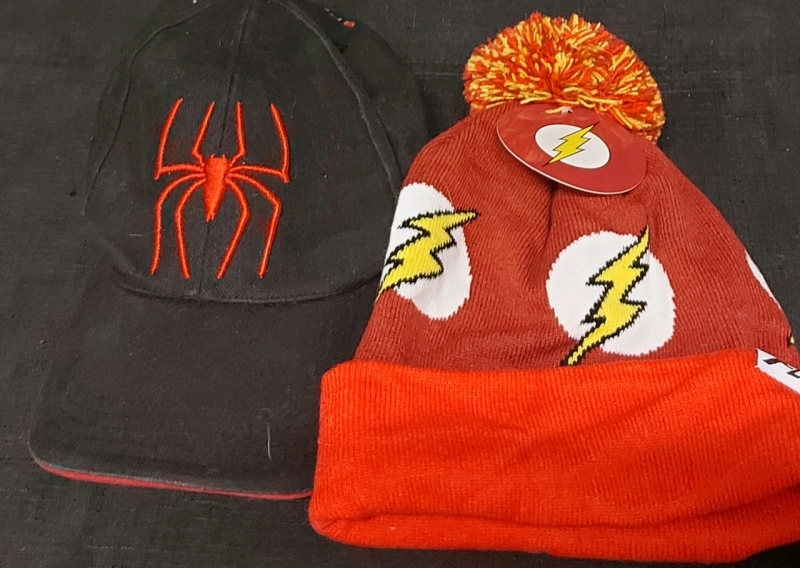 Spiderman Baseball Hat And Flash Beanie Hat Pre Owned Good Condition