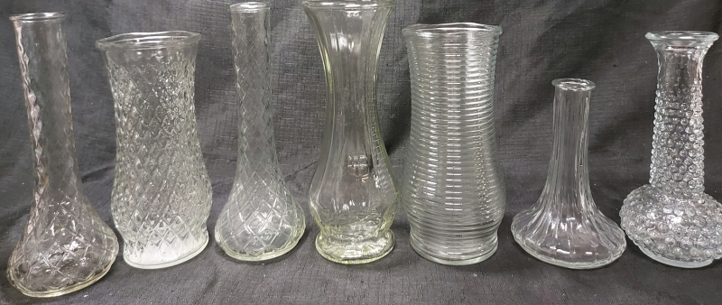 7 Different Thin Vases Tallest Is 9"X3" Pre Owned Good Condition