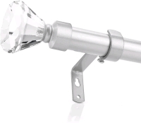 New - Decorative Brushed Nickel Drapery Rod w/Clear Diamond Designed Finials . 3/4" &times; 84" -120"