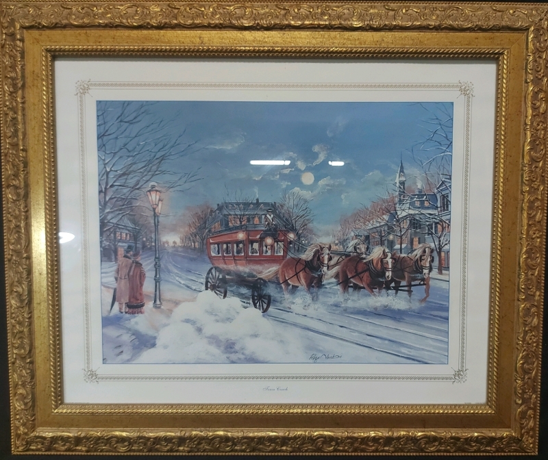 Wall Art Town Coach 25"x21" Great Pre Owned Condition