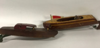 2 Vintage Wooden Toy Boats