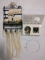 Assorted Vintage Pearl & Pearl Like Jewelry with Display