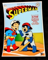 Signed DC Comics Superman (and Batman) "Happy Opening Day" Art Print | 11.5" x 15" | Signed by Yale Stewart | No COA