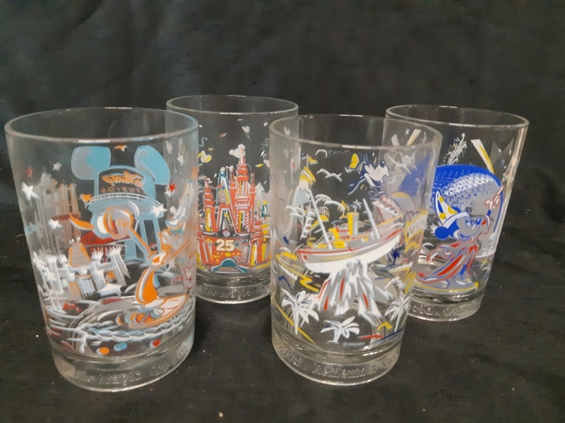 Set of 4 Vintage Walt Disney McDonalds Glasses 5" tall