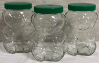 3 Vintage Kraft Peanut Butter Glass Jars 1 Is a 1988 Bank 7” Tall 4” Diameter