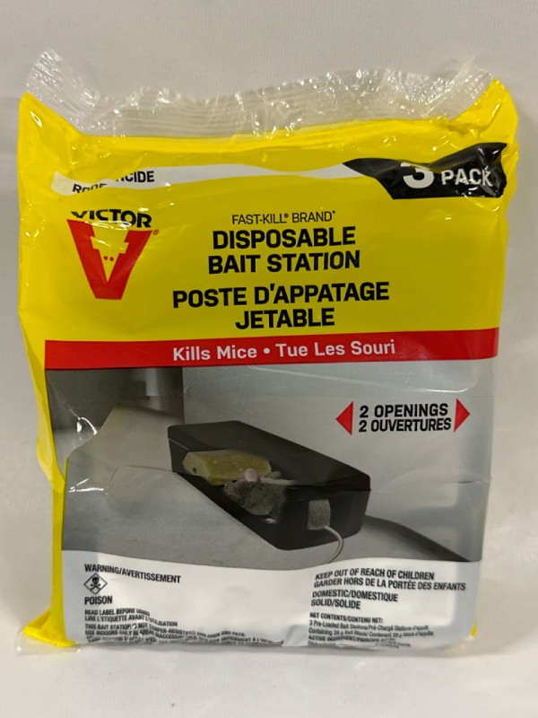As New Victor Disposable Bait Station 3 Pack Rodenticide Kills Mice