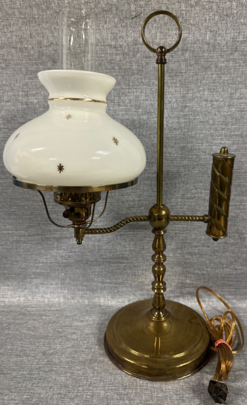 Vintage Brass Roselle Lagon Student Lamp with Cool Flame Looking Light Bulb Tested