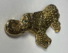 Highly Detailed Elephant Brooch Green Rhinestone Eye