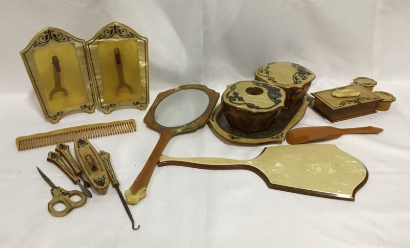Ladies Antique Celluloid Dresser Set
