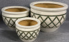 Set of 3 Ceramic Planters Small 5”H 6 1/2”Dia Medium 6 1/2”H 8 1/2”Dia Large 8”H 11 1/12” Dia