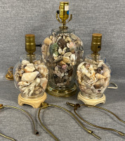 3 Seashell Lamps 1 Large 13” 2 Small 10” Missing Shades and Hardware