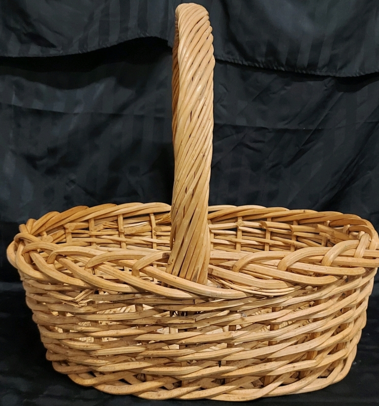 Large Sturdy Wooden Basket 25"x21"x26" In Good Pre Owned Condition