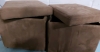 2 Storage Ottoman Camel Foot Rests In Great Pre Owned Condition Feet Missing On One 15"x13.5"x12" Soft Suede Like Material - 2