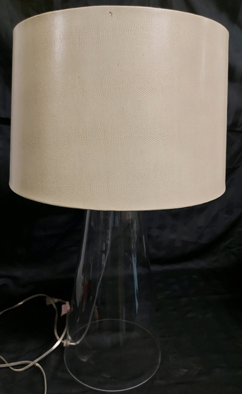 Lovely Modern Glass Base Lamp And Shade In Great Pre Owned Condition 18"wx29"h