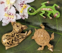 Creature Couture: Vintage Sea Turtle, Koala & Lizard Brooches | 1.5" Long