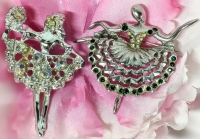 2 Gorgeous Silver Tone Ballerina / Dancer Brooches | 1.5" - 2" Long