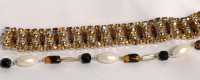 2 Bracelets - Dark & Honey Topaz Prong Set Navette & Chatons