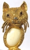 Vintage Adorable Jelly Belly Gold Tone Cat Brooch | 2" Long - 3