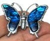 Creature Couture: Butterfly Brooch w Inlaid Paua Shell & Kitten Brooch w Multicolored Stones | 1.4" x 1" / 1" x 1" - 3