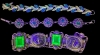 3 Vintage Green & Gold Tone Bracelets incl URANIUM GLASS! | 7" Long - 2