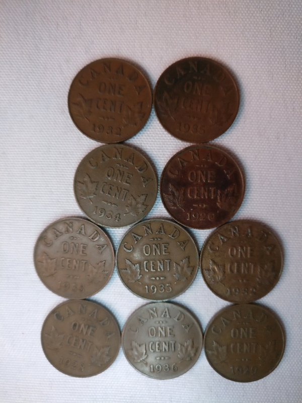 10 Canada King George V Small Cents