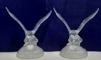 2 Vintage Cristal D'Arques Crystal Eagle Figurine Wings Up Fish In Talons. 7.5" Tall