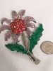 Rhinestone Figurals Brooches - Enamel Green Stemed Flower - 4