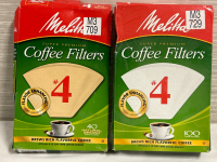 Melitta No.4 Natural Brown 40 & White 100 Cups Cone Shape Super Premium Coffee Filters