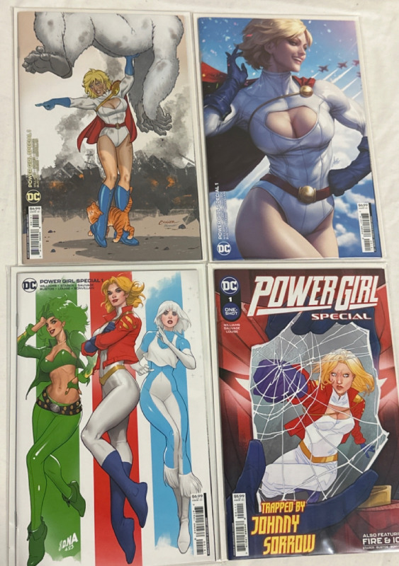 4 Power Girl Special 1 / 1 Shot Varient Covers DC Comics Bag & Boarded