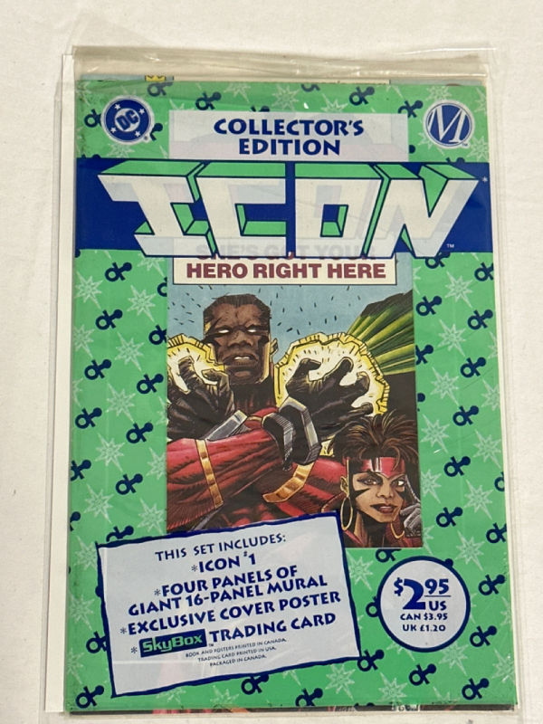 Collectors Edition Icon Hero Right Here #1 Sealed This Set Includes Exclusive Cover Poster & Skybox Trading Card Bagged & Boarded DC Comics