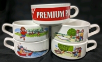 5 Vintage Soup Bowls incl r Campbell's Kids & 1 Christie Premium Plus | 4 5" Diameter x 2" Tall