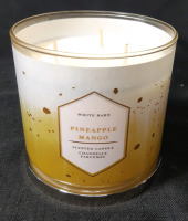 New White Bar Scented Pineapple Mango Candle 4" Tall