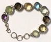 Fancy & Fun Sterling Silver Stamped 925 Line Bracelet w Faceted Semi-precious Stones | 7.25" Long - 3