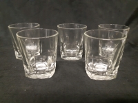 Set of 5 Clear Whisky Glasses, Good Condition ( 4" Tall )