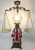 Incredibly Ornate Vintage Scale of Justice Desk Lamp | 26.5" Tall