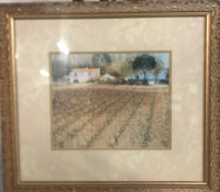 Wheat Farm Framed Print Glass Front 25”x22”