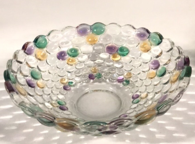 Vintage Glass Bubble Bowl 4”x12”