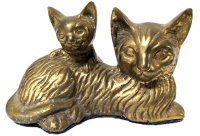 Vintage Adorable Brass Cat & Kitten Figure | 5.4" x 3.4" Tall