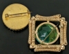 Gorgeous Vintage Uranium Glass Square Coils Brooch (1.6" x 1.6") & Preserved 3-Leaf Clovers Brooch (1.15" Diam) - 5