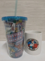 As New Justice League Reusable Plastic Glass and a Captain Canuck Club Member Mug