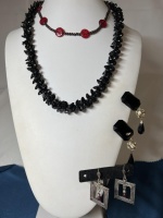 Black multi bead necklace Earrings