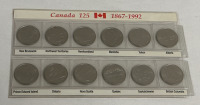 Canada 1992 - 125th Anniversary (1867-1992) Provincial UNCIRCULATED - 12 Quarter Set