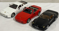 3 Porsche Diecast Majorette White & Red Porsche 944 Turbo and Revell Black Porsche