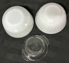 Vintage FIRE KING Anchor Hocking | 2 Milk Glass Bowls (3" Tall, 6" Diameters) & 1 Clear Glass 8oz Bowl (5.75" x 1.75" incl handles) - 3