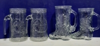 2 Vintage Anchor Glass Centennial of the Statue of Liberty-Tampa Florida & 2 Cowboy Boot Beer Mugs